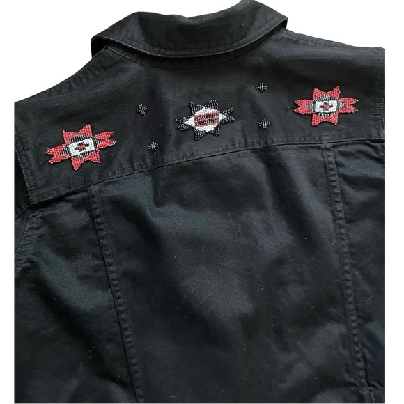 Lauren Jeans Co. Southwest Aztec Beaded Detail Black Jean Jacket 1X plus western - Picture 5 of 7